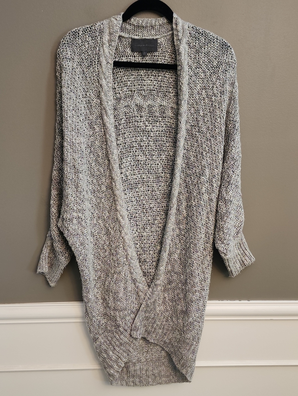 Sunday in Brooklyn Anthropologie  Open-Front Marled Gray Cardigan